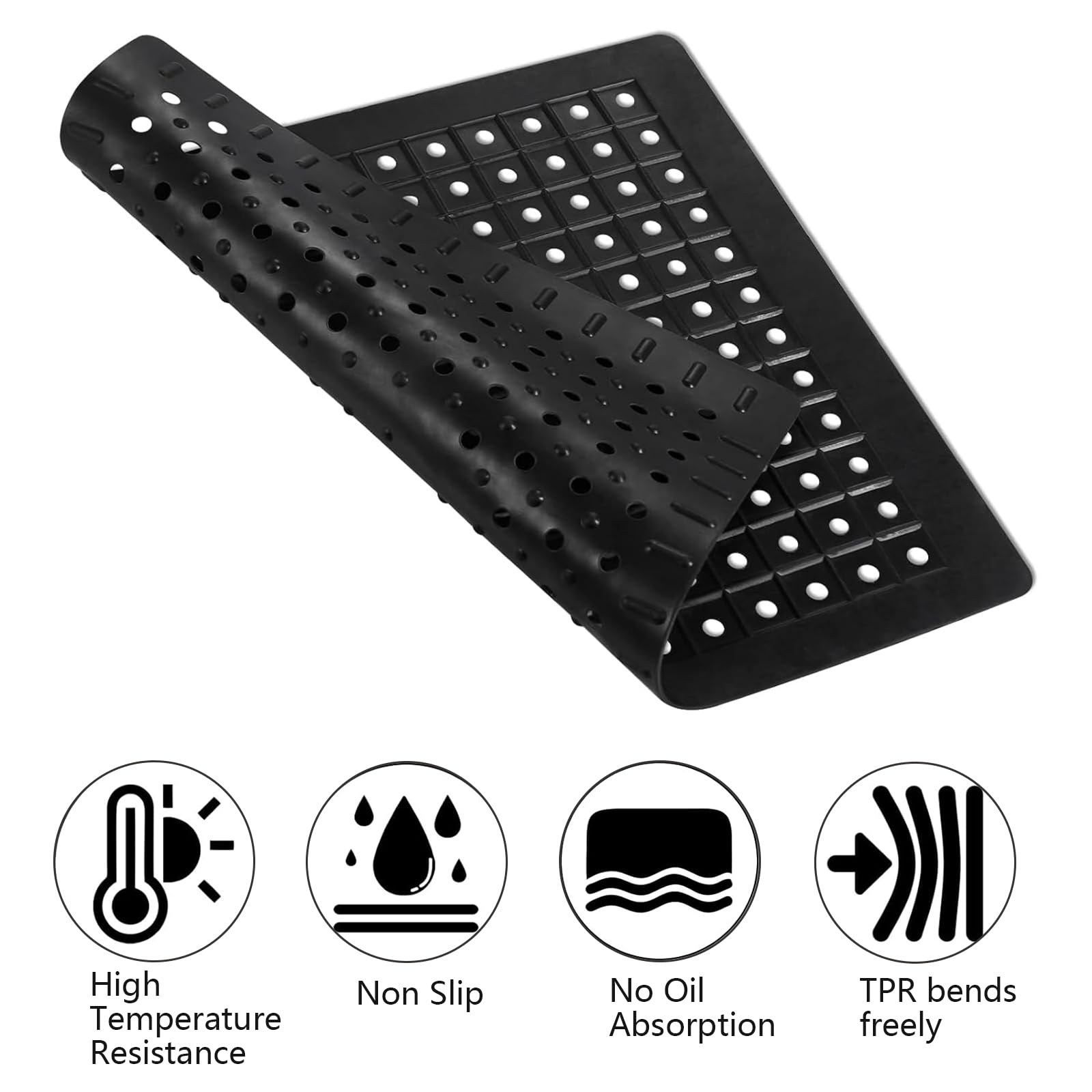 Tappetino In Silicone Per Lavello Da Cucina Pieghevole - Tappetino Lavandino Cucina - 3 Modelli Nero O Grigio - Con Fori Drenaggio Per Cucina Bagno