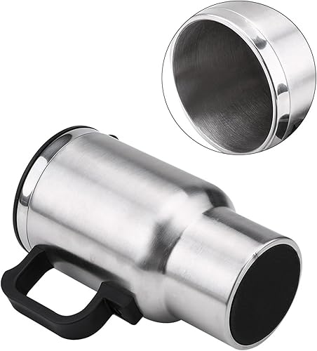 Miniatura 6 de Taza de calefacción para automóvil, taza de calefacción de viaje de acero inoxidable de 12 V 15.2 fl oz, taza de calefacción eléctrica para viajes,