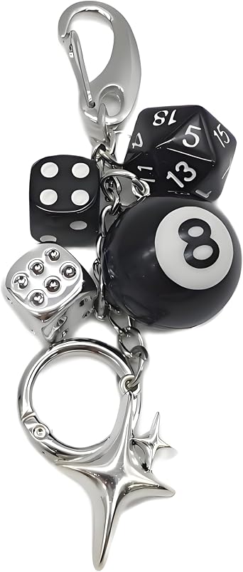 8 Ball Dice Charm Keychain Cute Bag Purse Handbag Accessories Keychain Purse Charms for Backpacks - Stylish Aesthetic Accessories - Cute Keychains for Women - 8ball Keychain - Y2K Trend