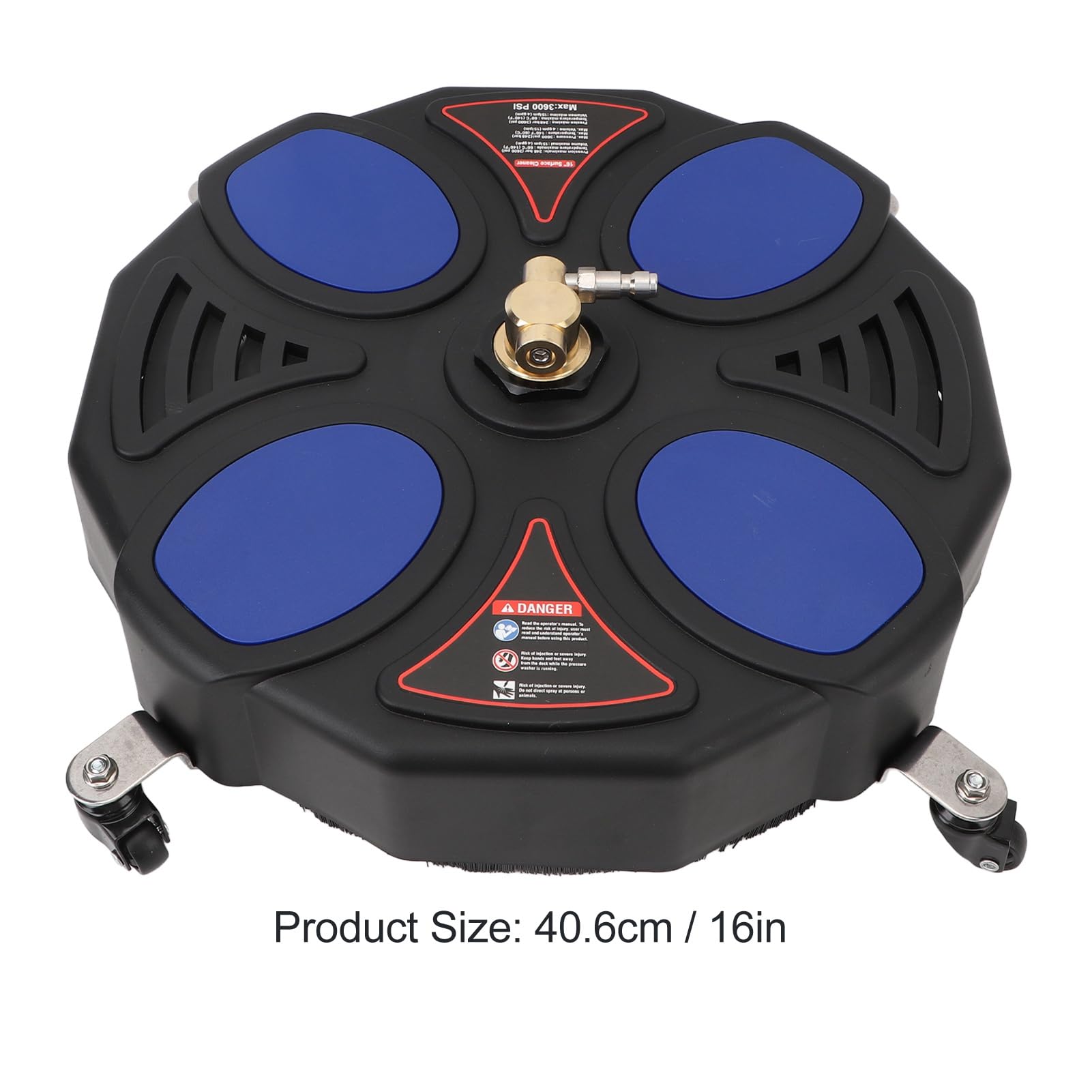 Limpiador de Superficies para Lavadora a Presión, Varitas de Extensión de 16 y Accesorio Limpiador de Superficies de Enchufe Rápido de 1/4 para Hormigón, Patio, Acera, 3600PSI