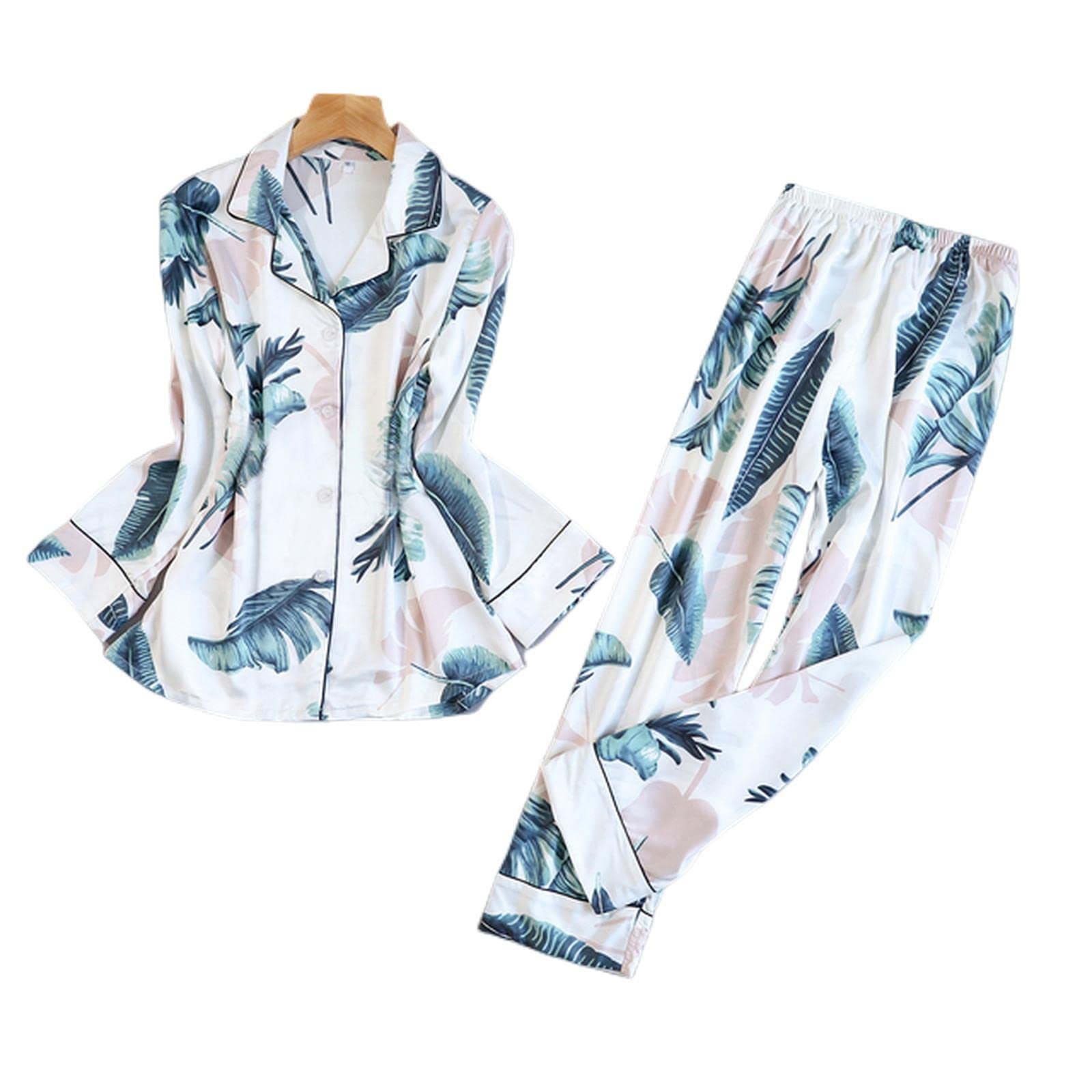Pigiama Donna Pantaloni per Camicia da Donna Oversize Set di Pigiami Set da Sonno Abbiglia