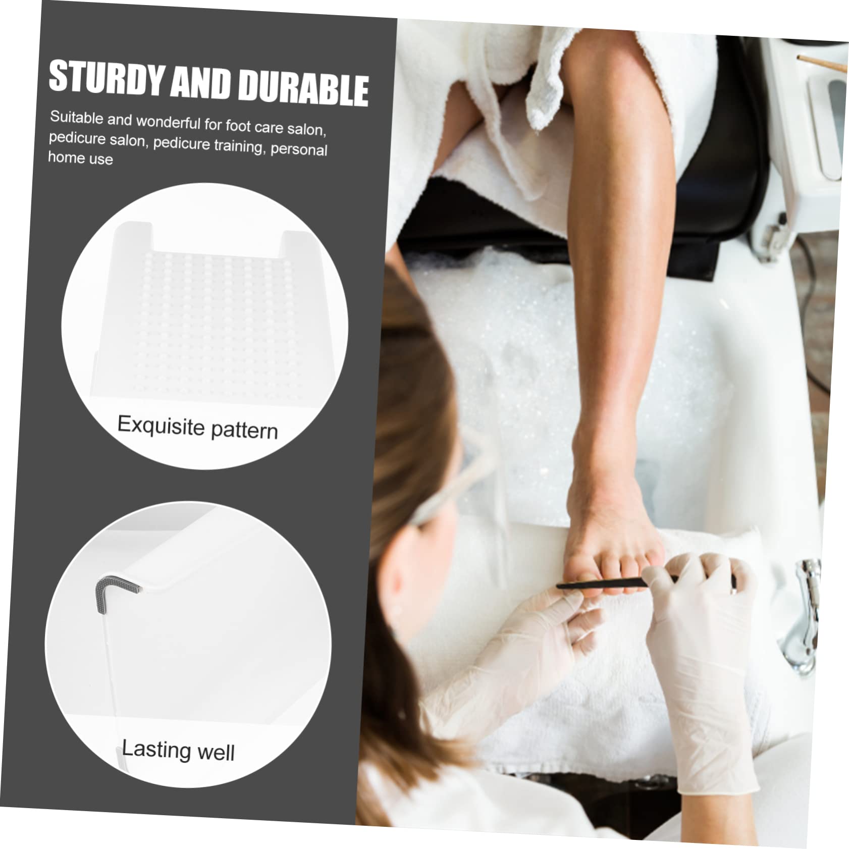 Sgabello Poggiapiedi per Pedicure in Abs Beige per Saloni | Uso in Pedicure e Foot Care Salon, Vano Porta Utensili, Formato Pratico per Casa e Bagno
