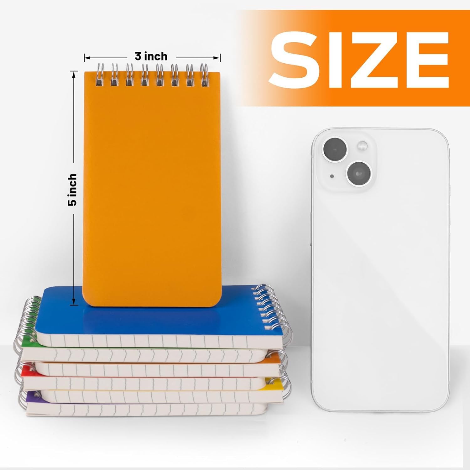 Cuaderno de bolsillo a granel de 3 x 5 pulgadas, 18 paquetes de bloc de notas en espiral con encuadernación superior, blocs pequeños de 6 colores, 60 hojas/120 páginas (80 g/m²) blocs de notas para el
