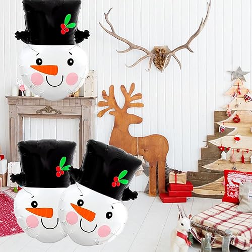 Miniatura 3 de Globos de muñeco de nieve, globos de Navidad, globos de papel de aluminio con cabeza de muñeco de nieve para fiesta temática de Navidad, suministros