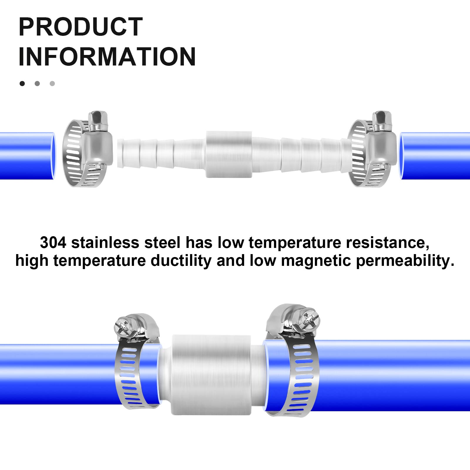 Raccords En Acier Inoxydable 304 10mm Avec Colliers De Serrage - Pour Eau, Air, Carburant, Huile, Gaz - Réduction Tuyau, étanchéité