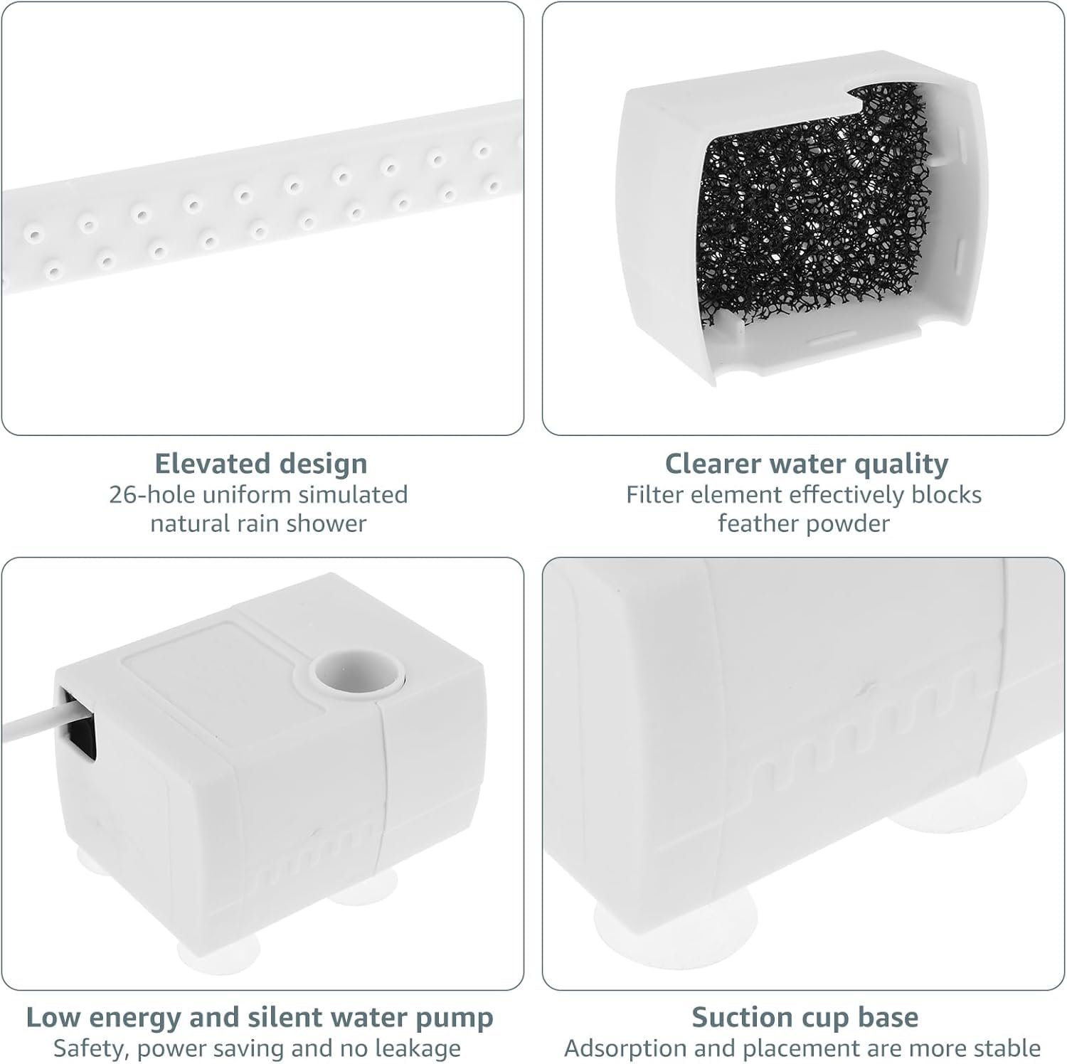 Ducha automática para pájaros con múltiples grifos, lavabo para periquitos, cacatúa, gris africano, baño de periquitos de agua circulante, ideal para la higiene de las aves