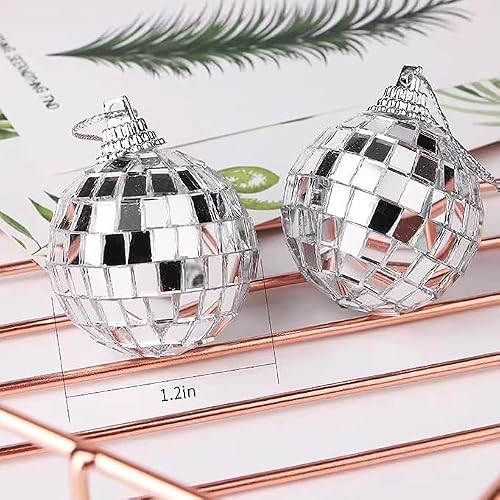 24pcs Silver Disco Mirror Balls for Ball Party Holiday Wedding and Music Festival Decorations, Christmas Tree, Birthday Party Decorations (1.2\") - Thumbnail 2