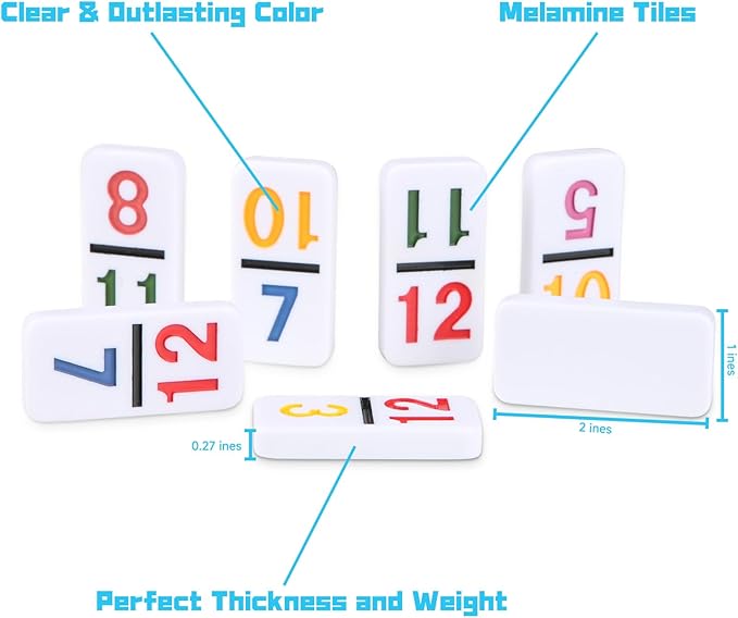 Mexican Train Numbers Dominoes with 4 Wood Trays miniatura 7