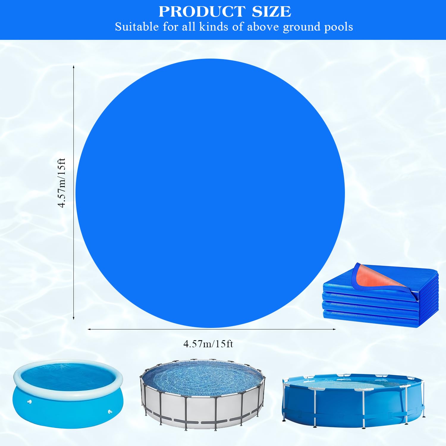 YumSur Bâche de sol de piscine, rectangulaire, 4,6 m, tapis de protection de sol pour extérieur, pliable, pour bateaux gonflables, pataugeoires