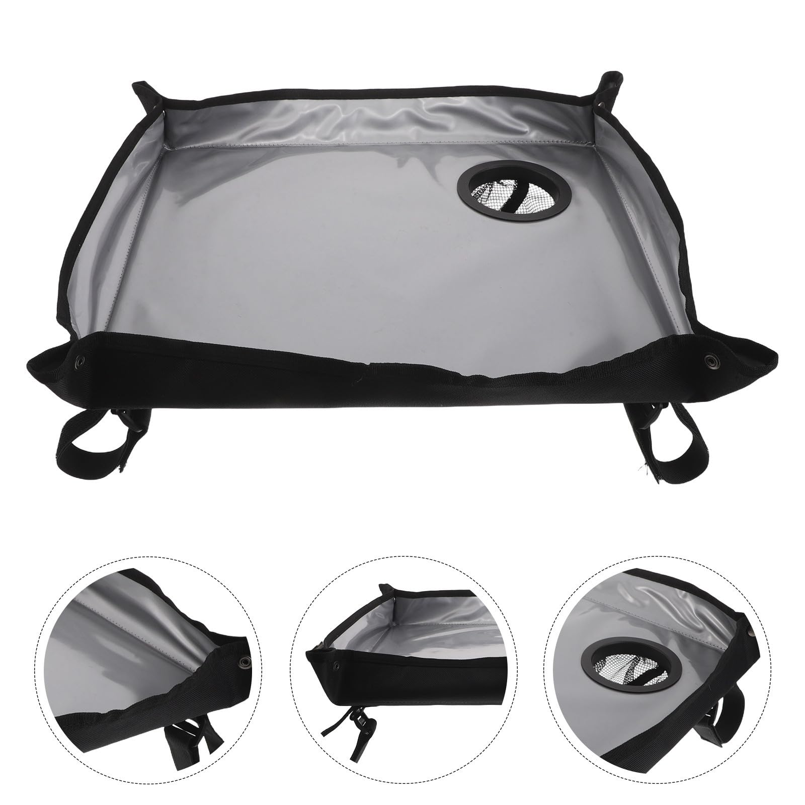 PACKOVE Bandeja para Andador para Personas Mayores con Portavasos, Accesorio de Bandeja para Andador, Poliéster y Plástico, Plegable y Ligera, para Cocina y Comedor, para Seniors
