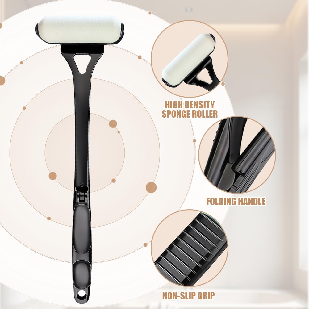 Crema per la schiena 46,5 cm, applicatore pieghevole con manico lungo e rullo curvo per protezione solare, lozione, autoabbronzante, facile da pulire, crema per schiena e piedi