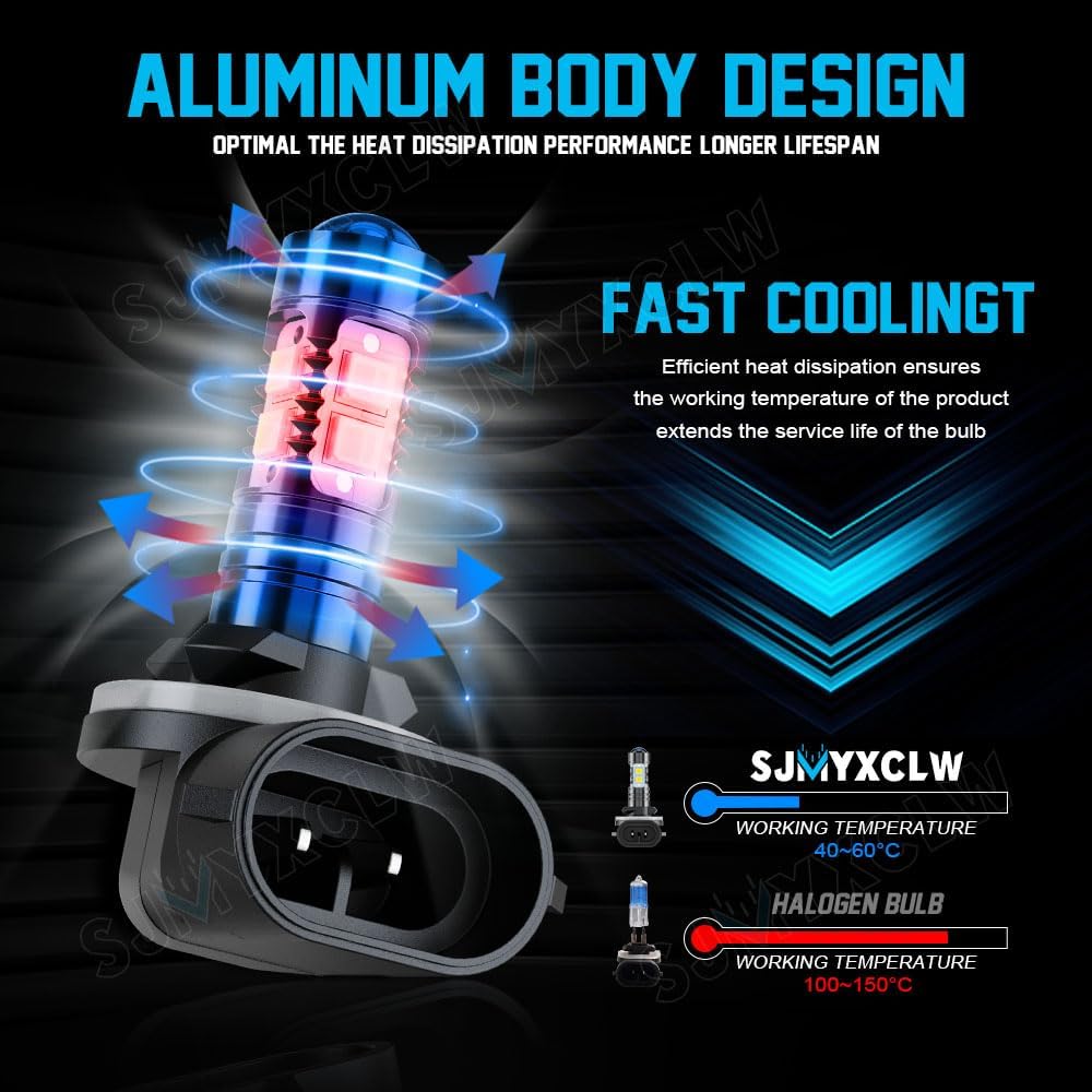 881 889 886 894 862 896 898 Fog Light Bulbs Compatible for Hyundai Elantra 2013-2018, High Power COB Chips Fog Lamp Daytime Running Lights DRL Bulbs, Pack of 2