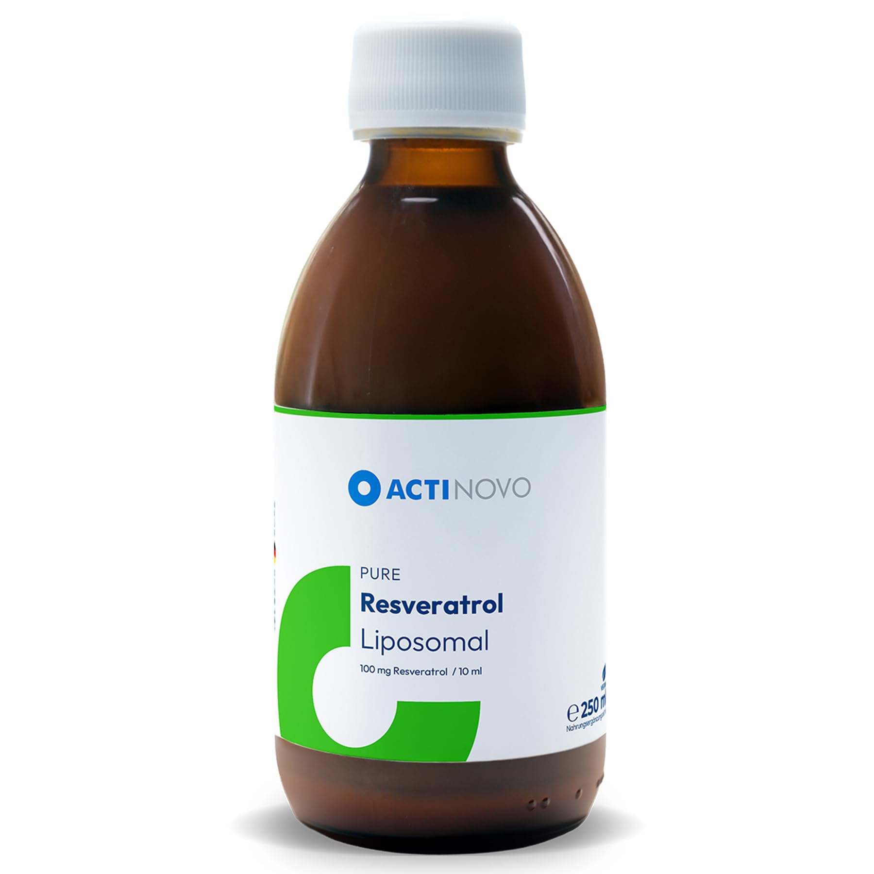 Resvératrol liposomal | Dosé élevé et testé en laboratoire | Fabriqué en Allemagne | 50 doses journalières de 100 mg de resvératrol | 250 ml | Extrait de pépins de raisin | Végétalien et sans gluten