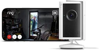 Ring Indoor Cam Plus (リング インドアカム プラス) | レンズカバー付き高画質・広角2Kビデオの屋内用セキュリティカメラ | 4倍ズーム・モーション検知搭載 | Ring Home プラン30日間無料体験付き - ホワイト