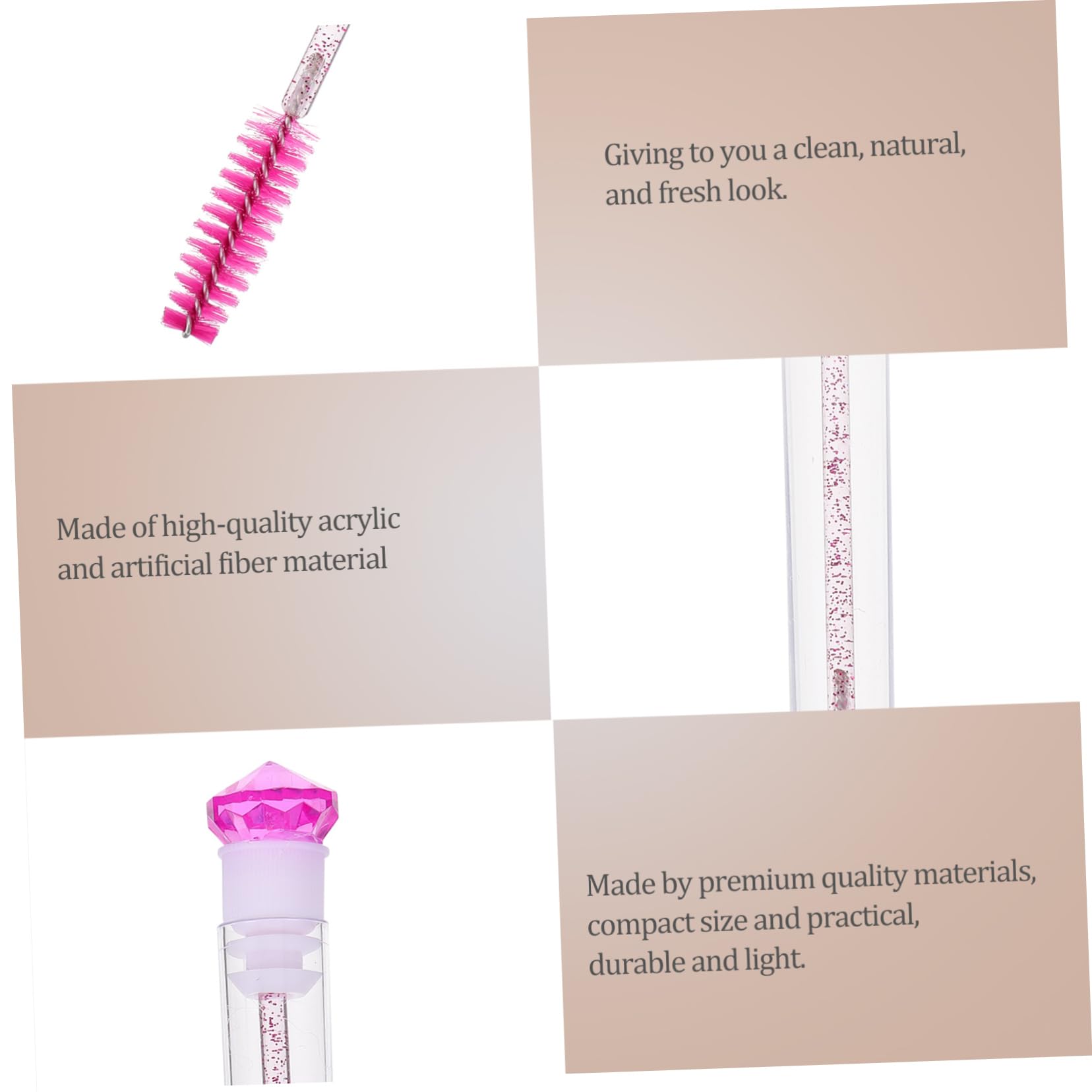 MERRYHAPY 8pcs Alicator Brush Set Eyelash Mascara Comb Portable Beauty Tools in Rose Gold