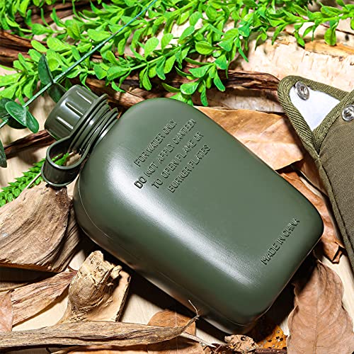 1 Quart Plastic Canteen Military Canteen Portable Military Water Bottle With Bottle Pouch Cotton Cover Bag And Waist Belt For Backpacking Hiking Camping Climbing Outdoor Activities #TOP6