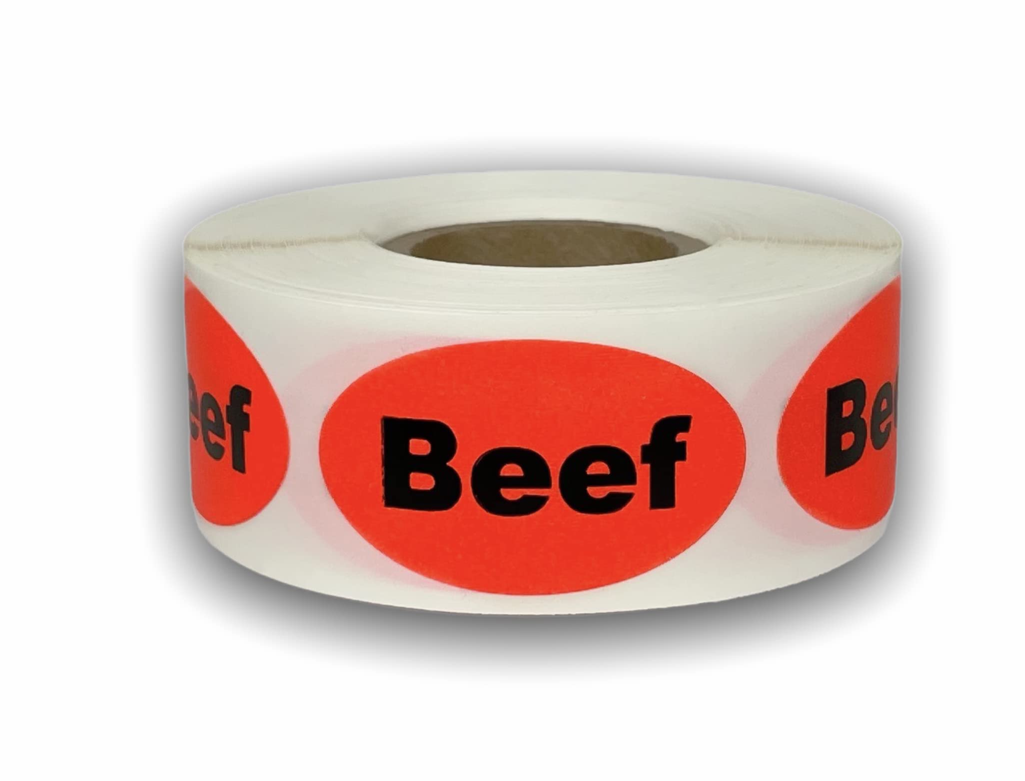 Beef Food Labels Small 1"x1.5" Oval Supermarket Sale Adhesive Stickers 500 PCS