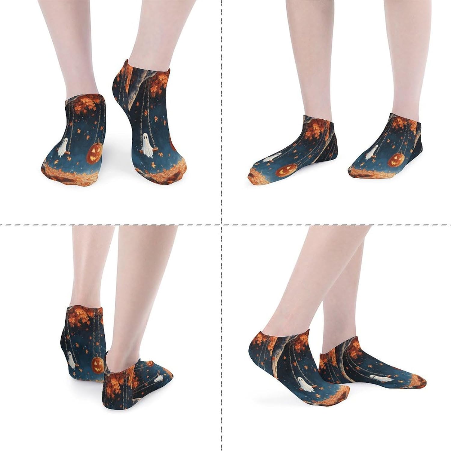 Ghost Pumpkin Halloween Ankle Sock Low Cut Socks Tube Socks for Sports