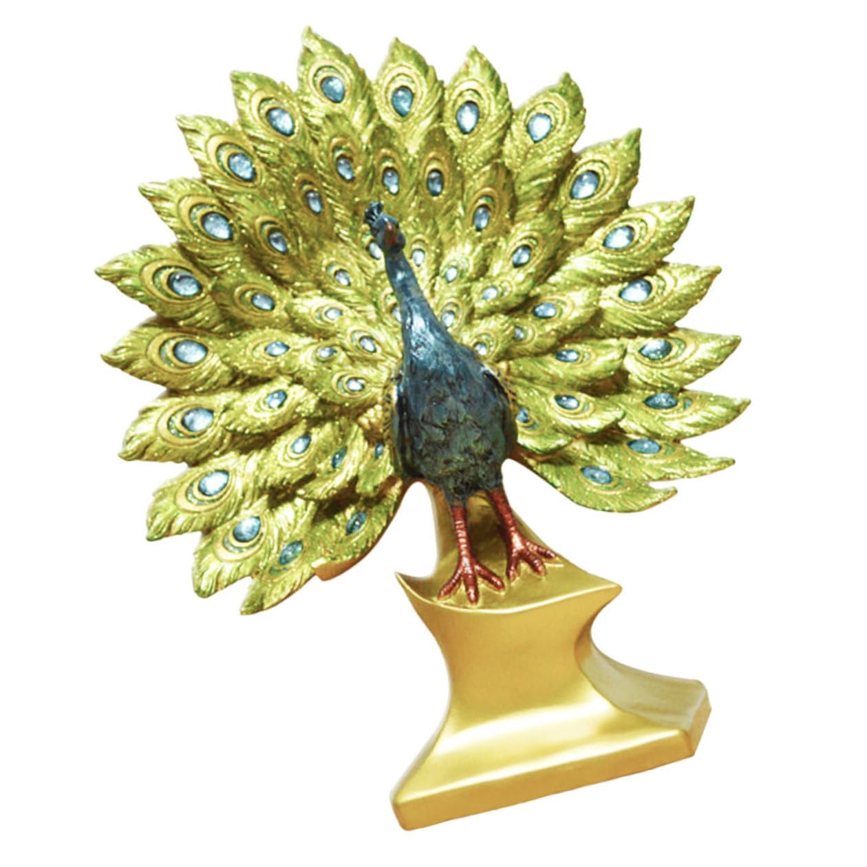 NUOBESTY Dekorative Pfauenfigur aus Bruchfestem Kunstharz Mittelgroße Tischdekoration mit Stabilem Stand Elegante Wohndeko für Wohnzimmer und Hochzeit