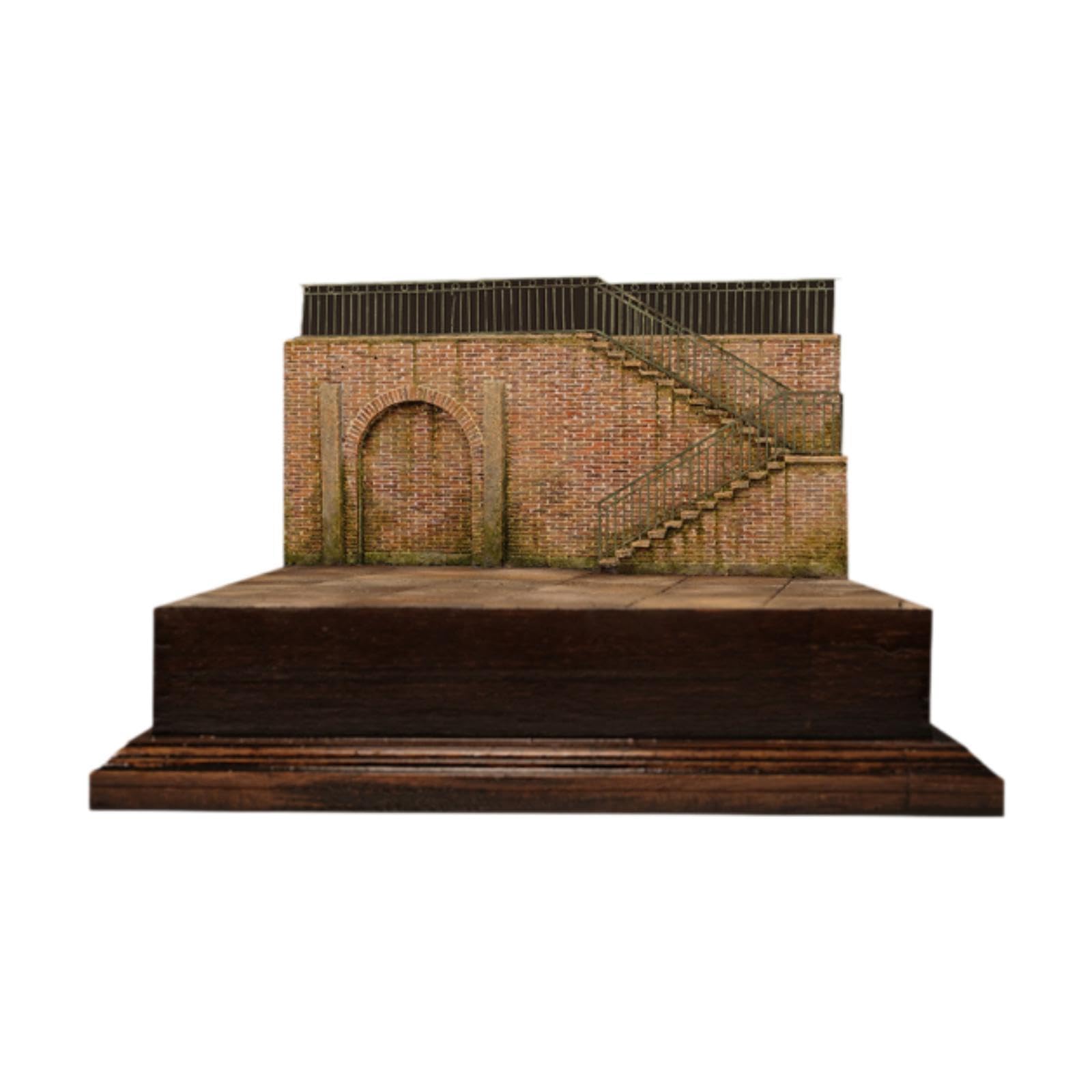 Fenteer 1/35 Building Model Kit Scenery Layout DIY Scene Factory Wood Foam, Diorama, Unfinished 1:35 Scale Factory Architecture Model DIY Kit for Handicraft Sand Table,Wall with Base