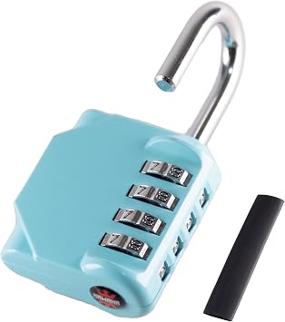 CL11AS Combination Lock, 4 Digit Outdoor Combination Padlock Set Your own Combination for Gym Locker Lock, School, Gates, Doors, Toolbox, Hasps and Storage Aqua Sky *1