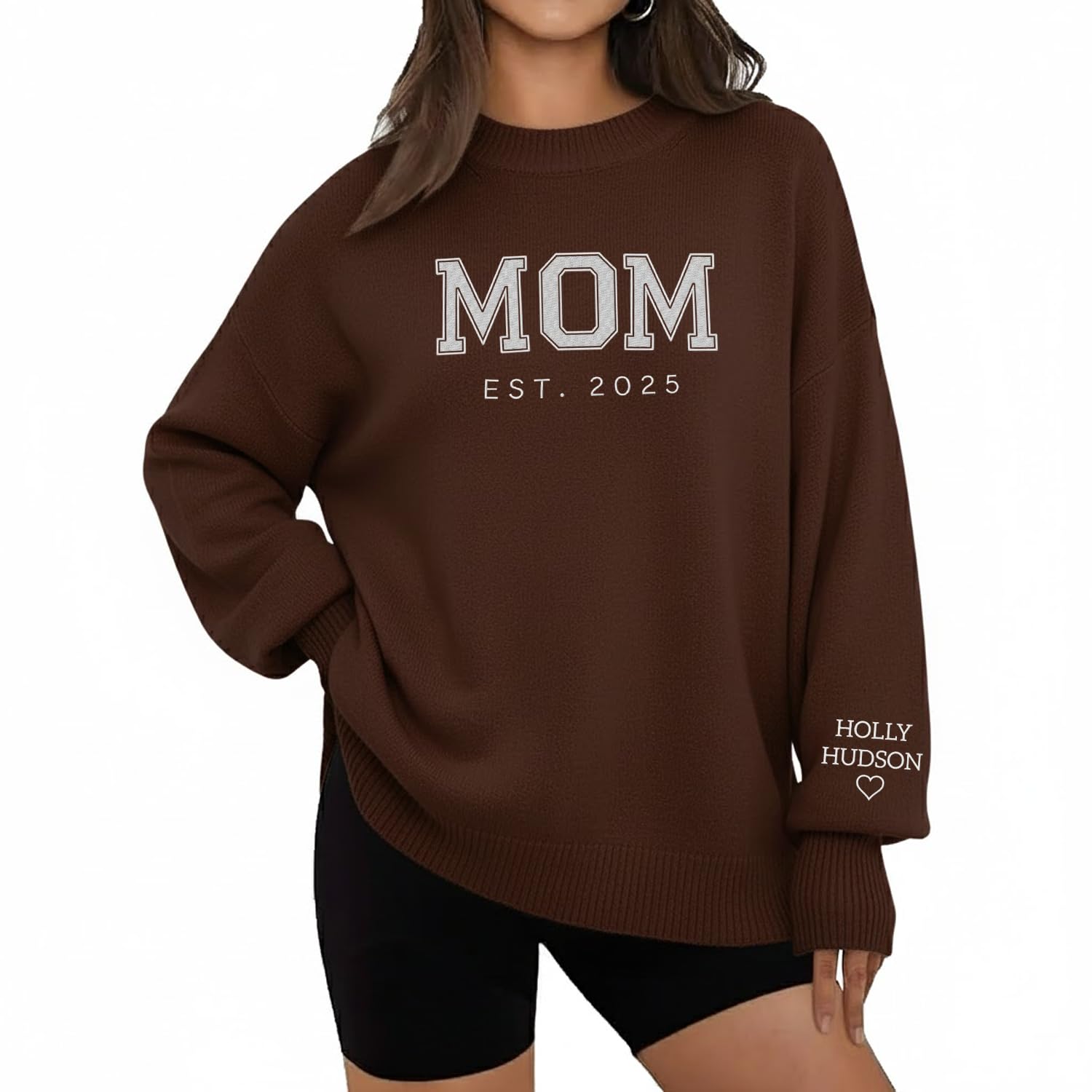 Personalized Embroidered Mama Est Sweater for Women Custom Grandma Gift from Grandkids Mom Sweater Custom Embroidery Sweaters
