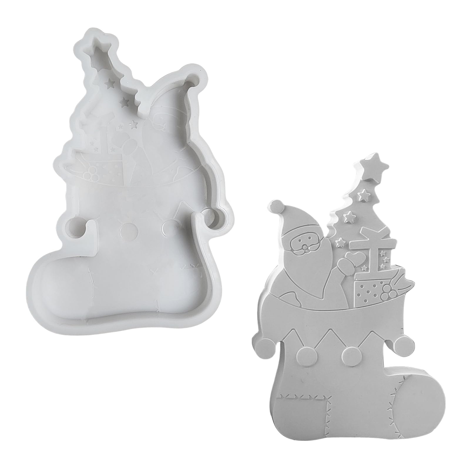Buxuaaaa Christmas Stocking Resin Silicone Molds Chocolate Fondant Silicone Kitchen Baking Molds Epoxy Resin Holiday Decoration