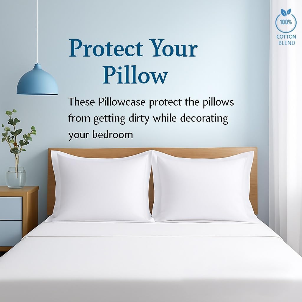 Comfort Beddings 2 Pack Oxford Pillowcases – 50x75cm Standard Pillow Covers – Premium Cotton-Polyester Blend – White Standard Pillow Cases with Envelope Closure – Hotel Quality