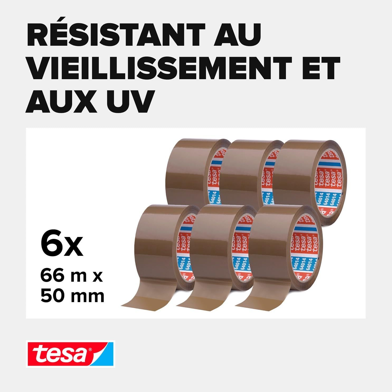 Ruban Adhésif tesapack 64014 Marron 6 Rouleaux 66 m