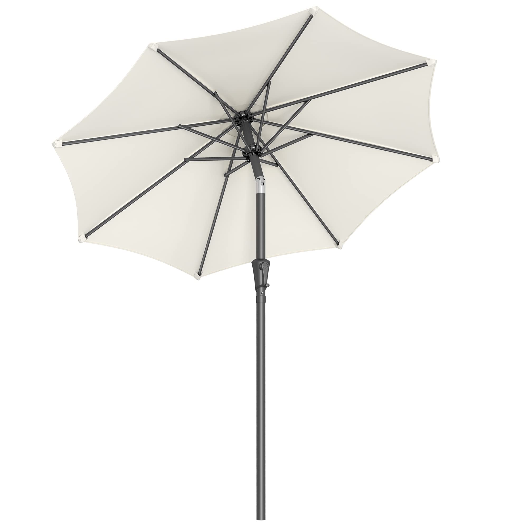 SONGMICS Sombrilla de Jardín 210 cm, UPF 50+, Parasol, 30°de Inclinación en dos Direcciones, con Manivela, para Patio, Terraza, Balcón, Piscina, sin Base, Beige GPU202M01