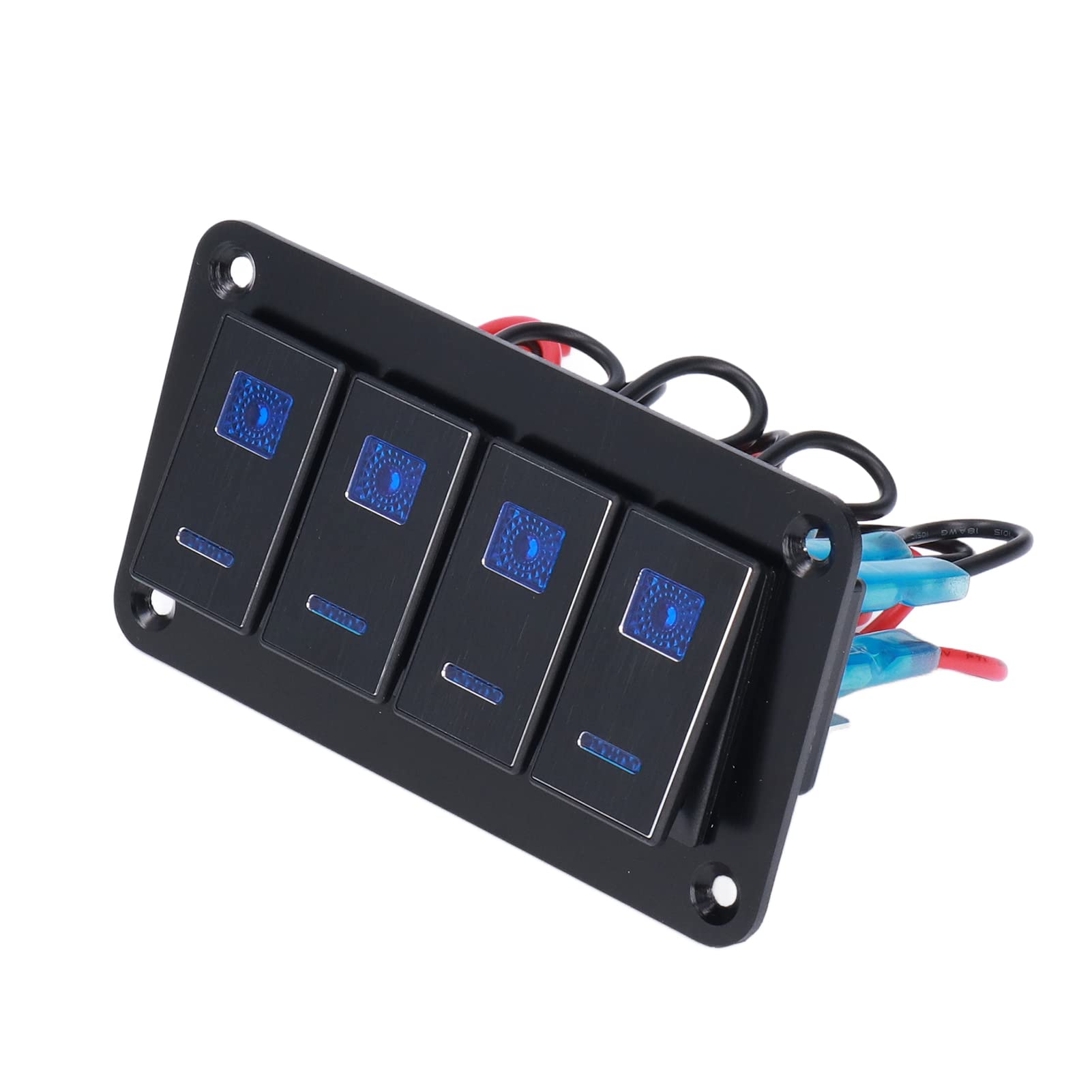 Pannello interruttori a bilanciere nero a 4 gruppi Interruttore a levetta impermeabile IP65 con retroilluminazione a LED Modifica barca a motore DC12‑24V