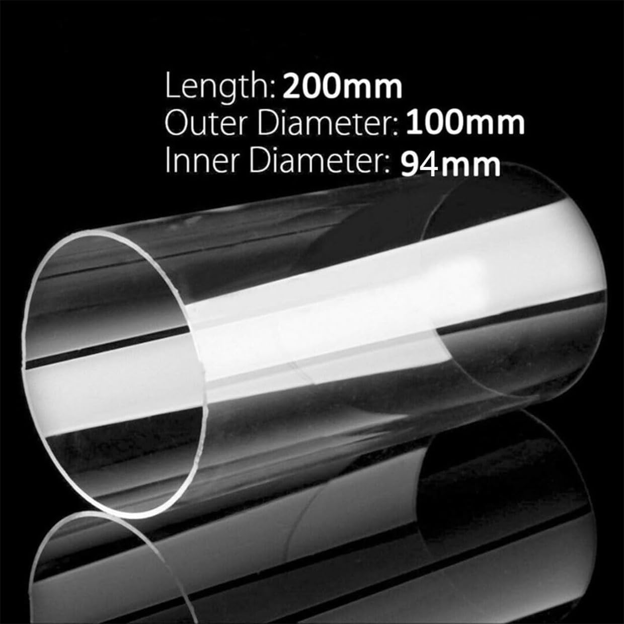 Tubi Rotondi, Diametro Esterno 100 mm, Diametro Interno 94 mm, Lunghezza 200 mm, Tubo Acrilico Trasparente for La Costruzione Di Lampade, 1 Pezzo