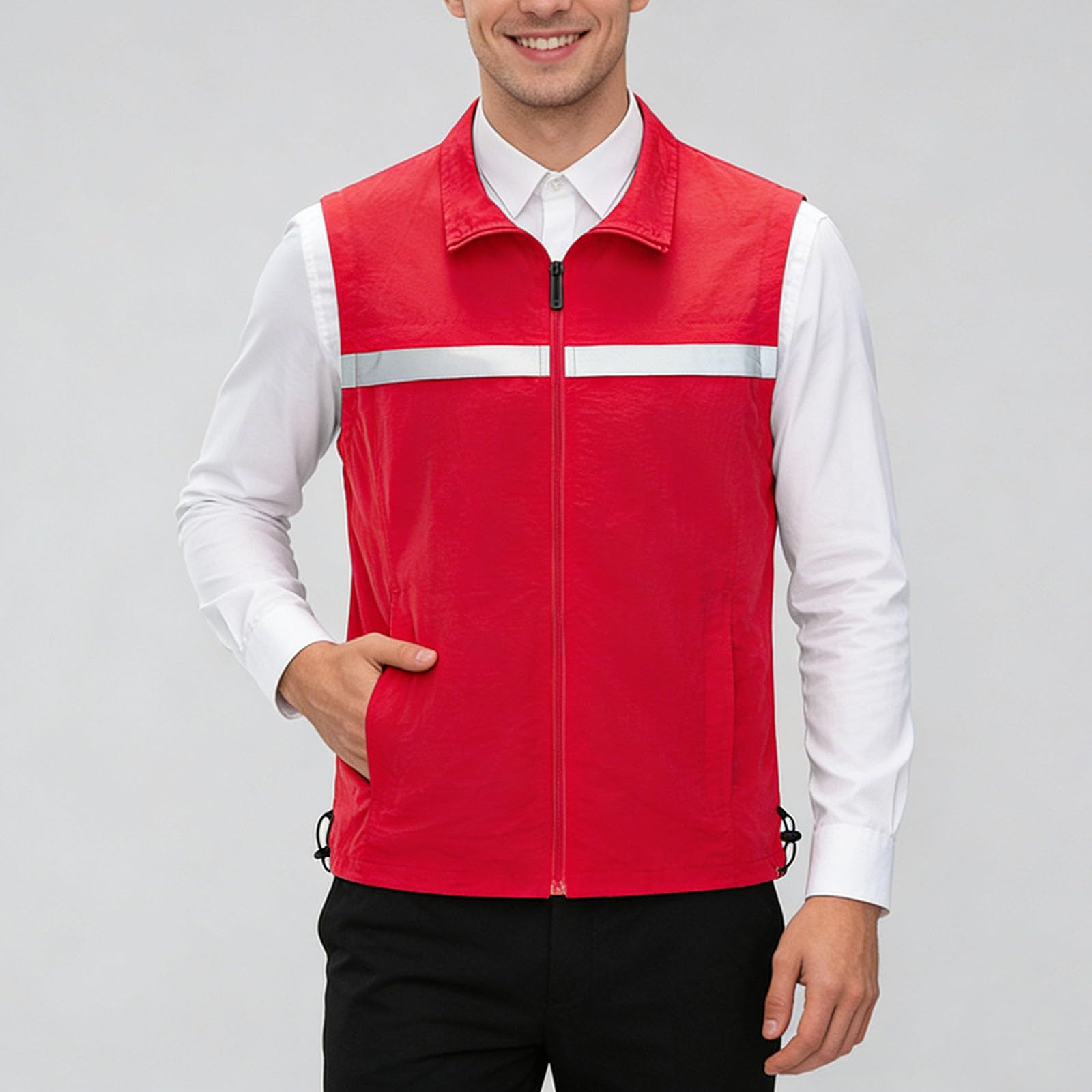 Gilet haute visibilité pour travaux de sécurité, gilet réfléchissant avec poches, veste d'avertissement d' pour activités extérieures