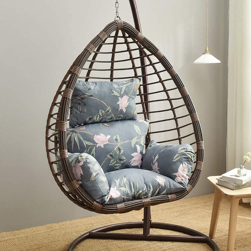 Cojín colgante para silla de huevo para patio, jardín, al aire libre, estampado floral, cómodo cojín de asiento para columpio para relajación de vacaciones