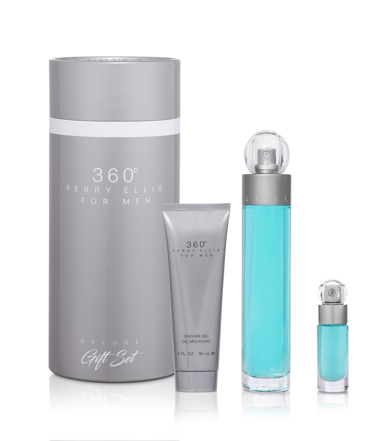 Perry Ellis 360° 3-Piece Gift Set - Men's Cologne - 3.4 fl oz EDT, 3 oz Shower Gel, .25 fl oz EDT mini travel spray - fresh, woody, citrus, aquatic, long-lasting, gift idea 3.4 Fl Oz (Pack of 1) image 5 of 7 B0CJJWBS6N