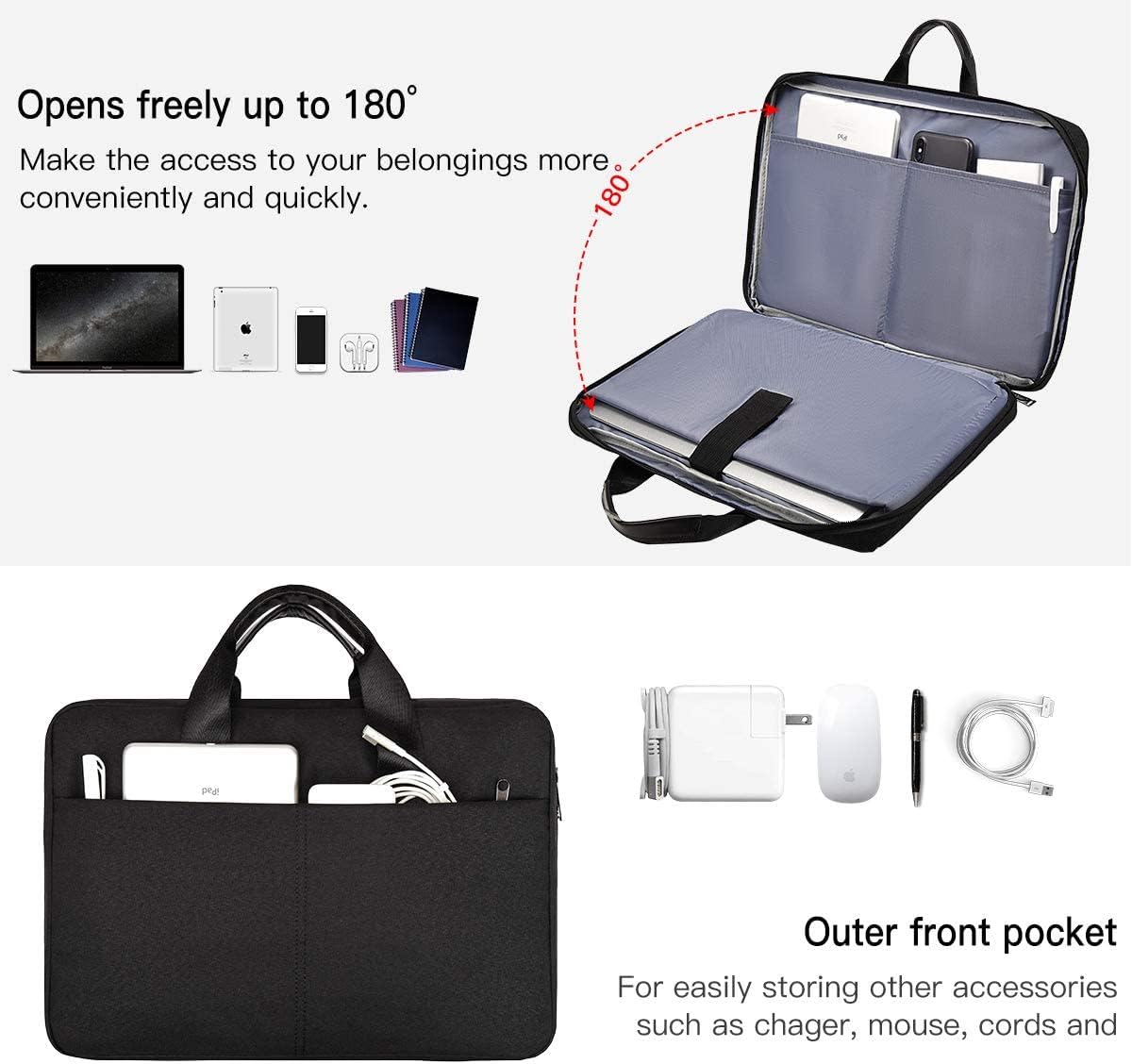 14-15 inch Laptop Sleeve Case for Surface Laptop 5 15, Jumper Laptop 14 inch, HP Chromebook 14/Pavilion x360/Steam 14, DELL XPS 15/Inspiron 14, Lenovo Flex 5/Flex 14/Yoga 7i 9i Computer Bag(Black)