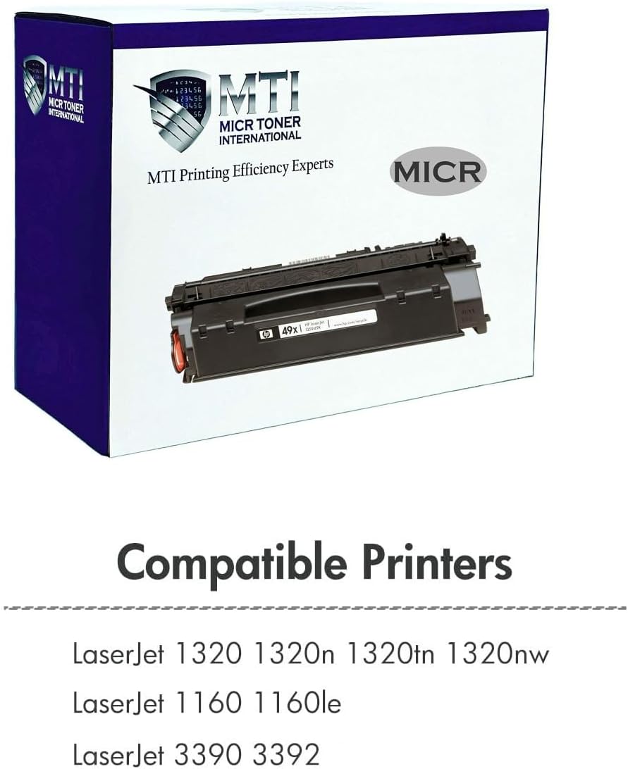 MICR Toner International MICR Toner Cartridge Replacement for HP 49X Q5949X LaserJet 1320tn 3390 3392 Printer Series