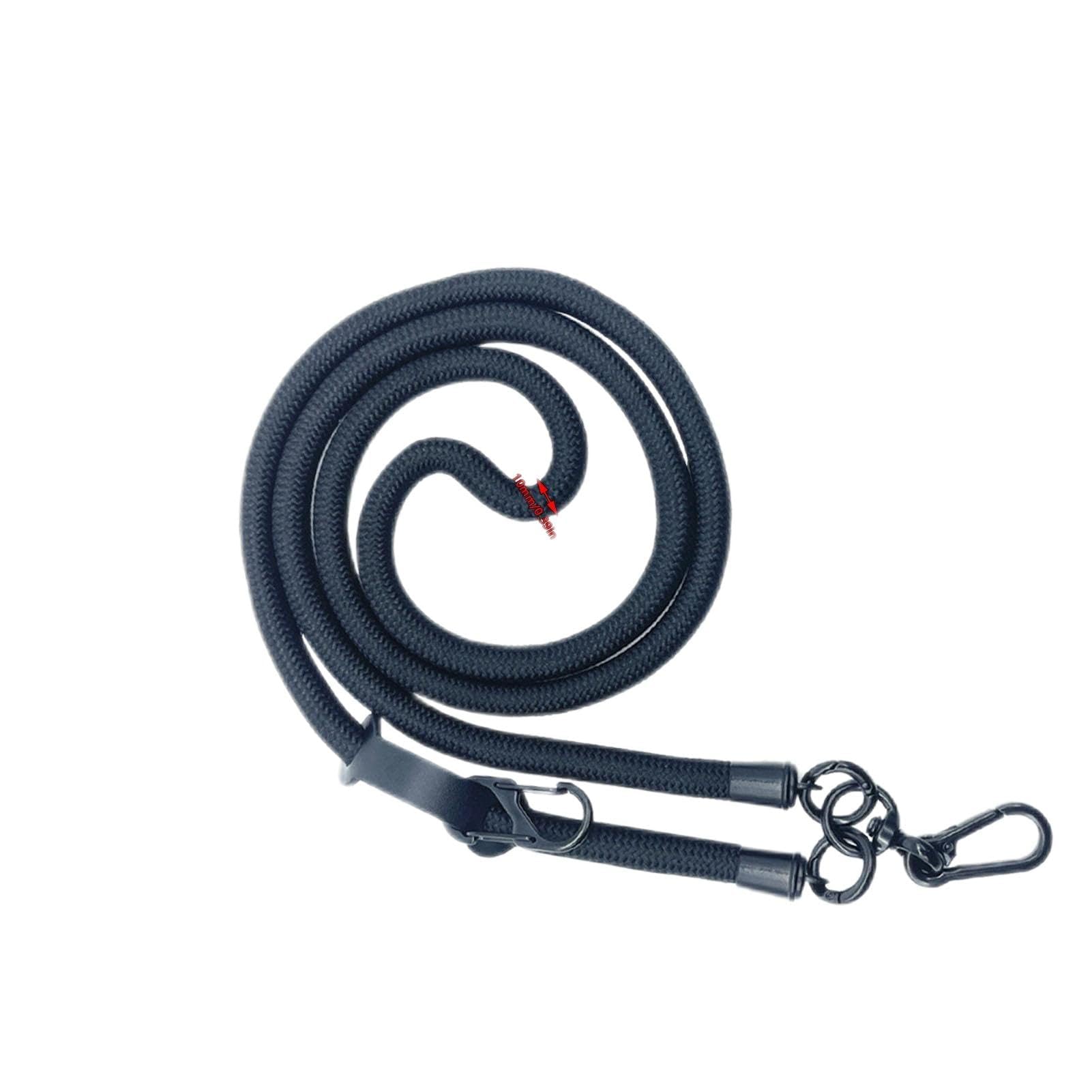 Teksome Black Rope Phone Strap | 10Mm With Spacer Thick Cell Phone Lanyards For Around The Neck | Cell Phone Lanyards For Around The Neck, Anti Theft Phone Strap For Photography