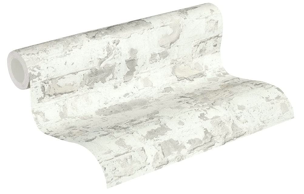 Papier peint brique intissé gris blanc Livingwalls 369293 10m x 0,53m