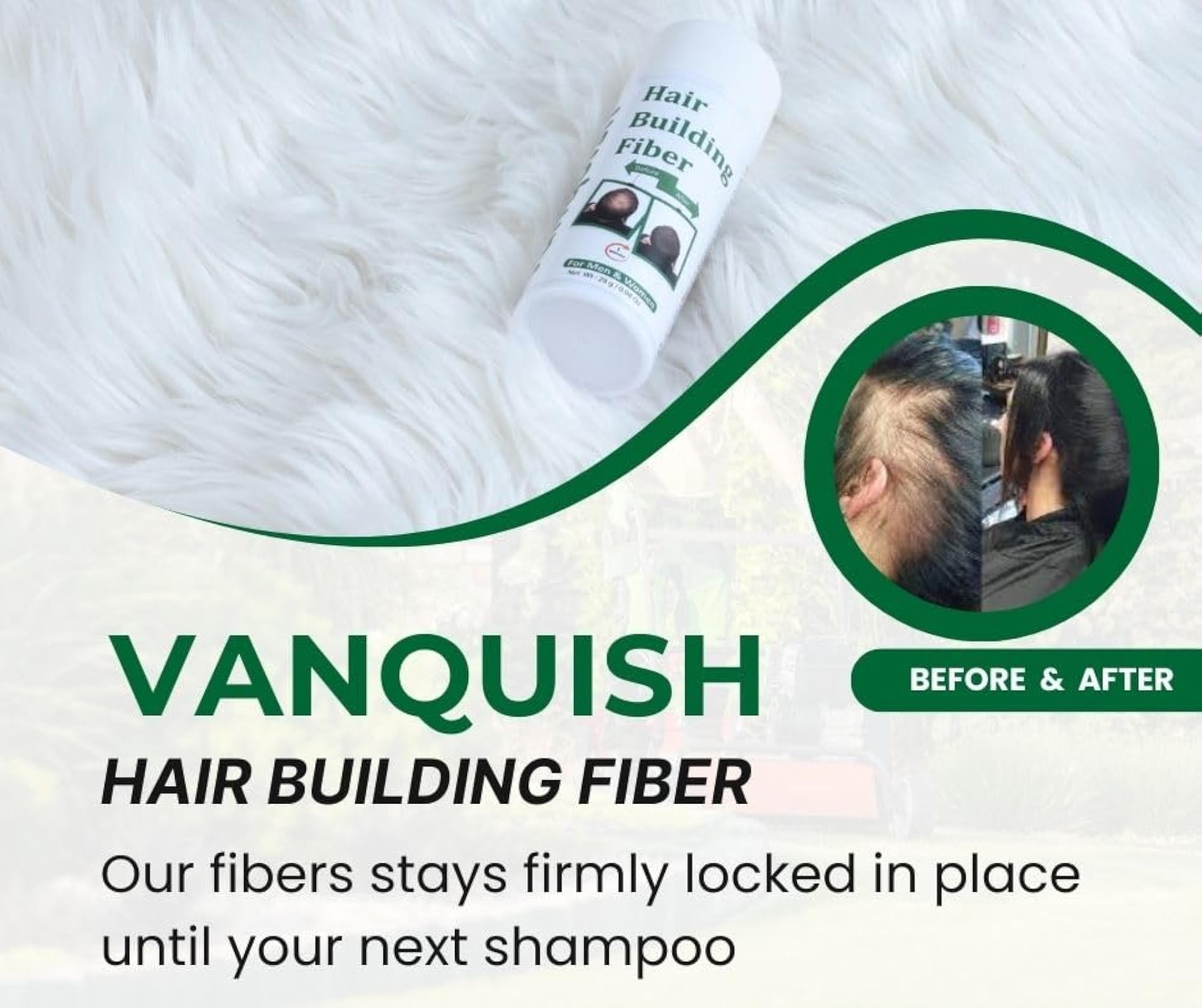 Vanquish Men Hair Building with Natural Cotton Fiber