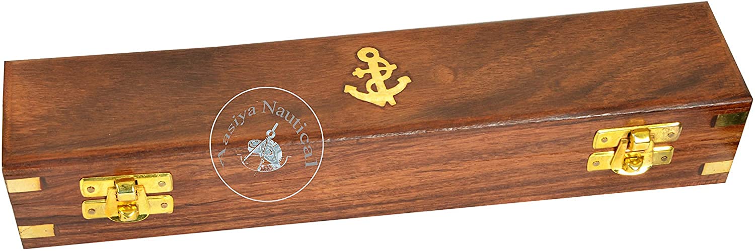 Divisore proporzionale in ottone massiccio 22,9 cm per artisti con punta in acciaio e scatola di legno