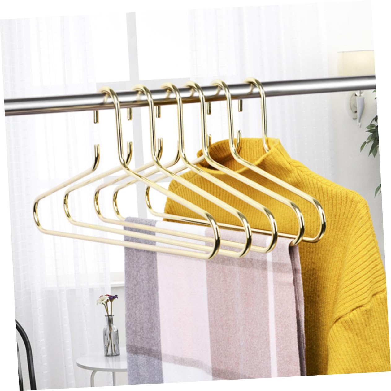 HOOTNEE Clothes Hanging Racks Fashion Hangers Laundry Bin Clothes Hangers Coat Hangers Home Hangers Solid Hangers Non Trace Hangers Thickened Hangers Clothes Rack Wardrobe Hangers Golden