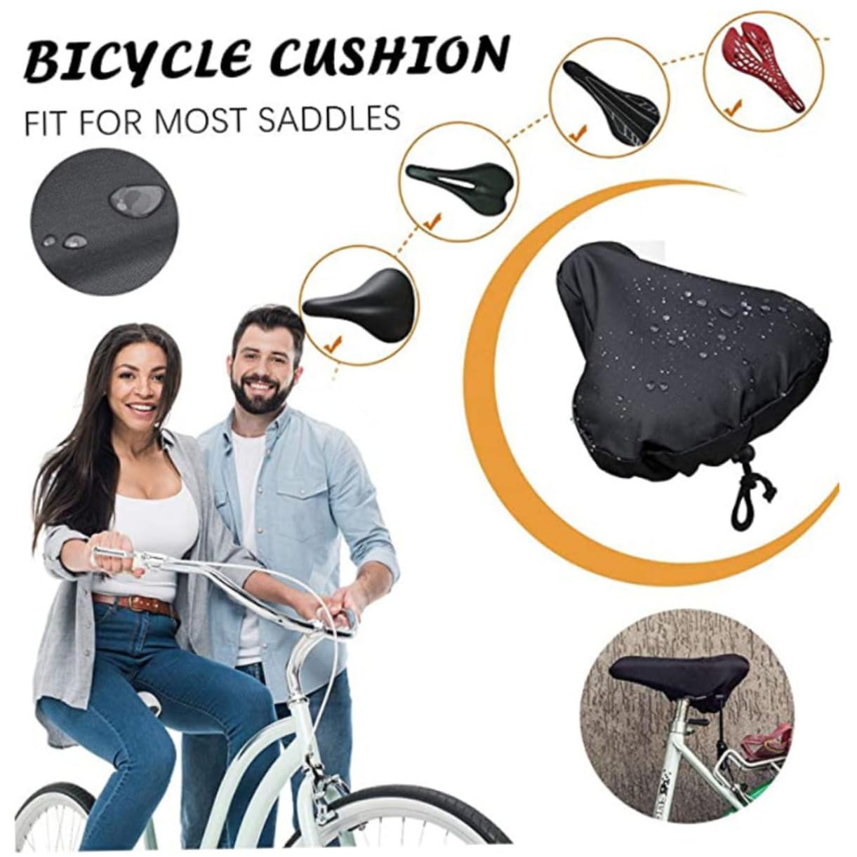 Abaodam Coperchio Di Sedile A Prova Di Pioggia Sella Sedile Imbottito Cuscino Del Sedile All'aperto Coprisedile Da Ciclismo Coprisedile Per Bicicletta Panno Oxford Nero