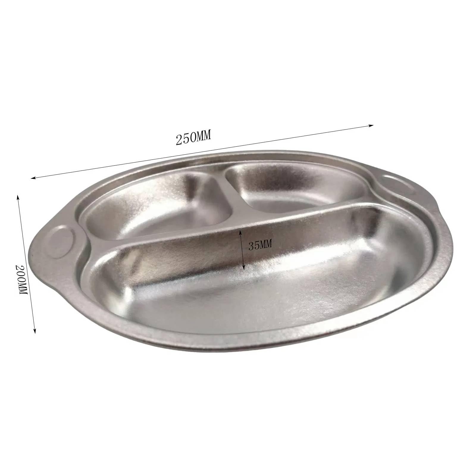 RISON-Titanium Plato Llano Dividido en Titanio, Plato Divisor de Comida con 3 Compartimentos, Vajilla Reutilizable Plato de Menú para Adultos y Niños, Apto para Microondas y Lavavajillas