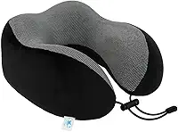 Travesseiro de Pescoço Formato U para Viagem Avião Carro Ônibus Almofada Ortopédica Ergonômica com Espuma Viscoelástica para Cervical, Cabeça e Pescoco Adulto - NRSHOP (Preto)