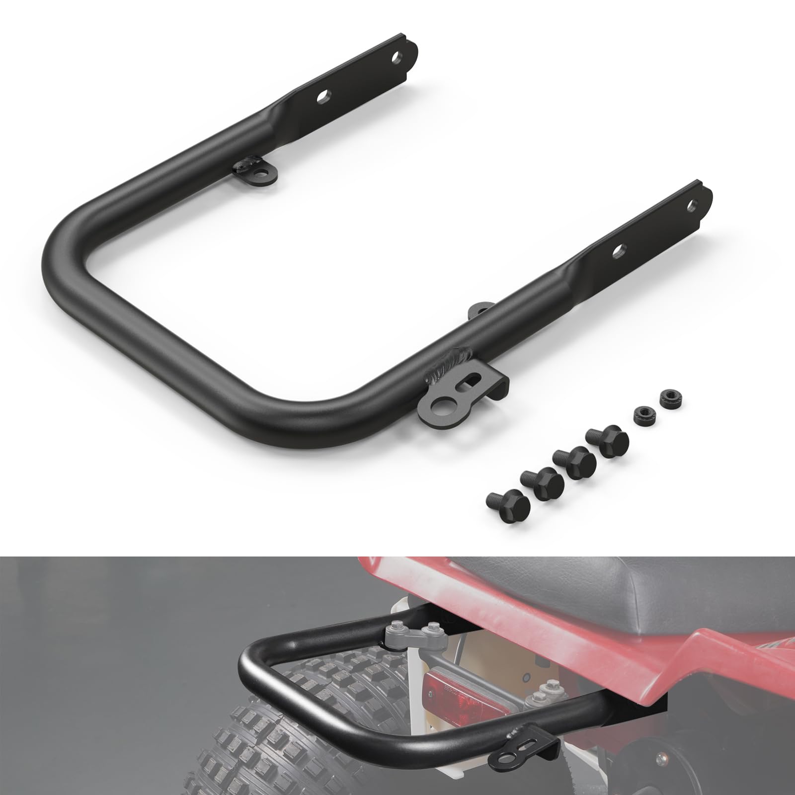NICECNC Schwarzer Haltegriff hinten, robuster Karbonstahl, kompatibel mit Yamaha Blaster 200 YFS200 1988 1989 1990 1991 1992 1993-2006, Ersatz für 5KJ-2845R-30-00, 5KJ-2845R-00-00