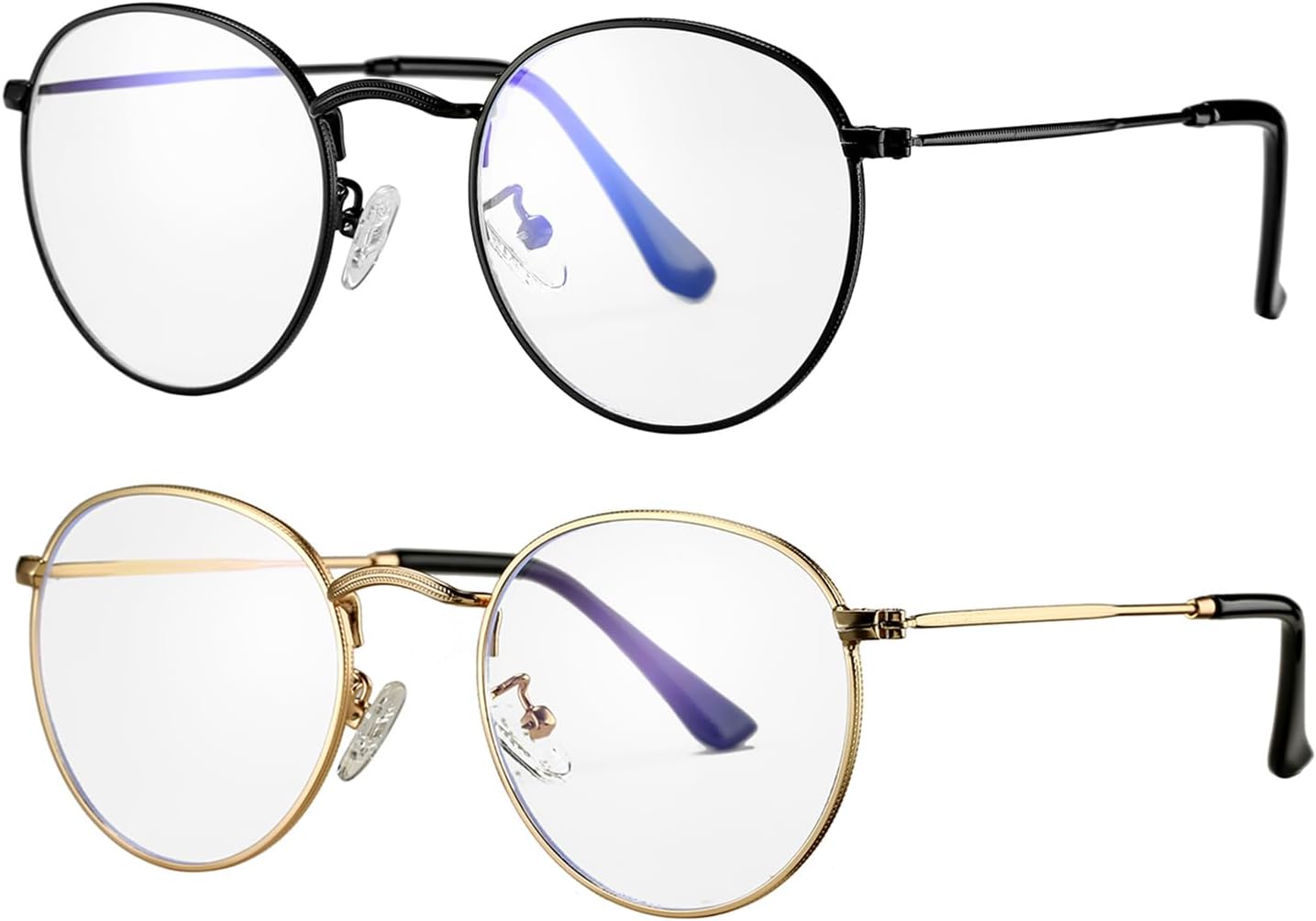 HJSTES Round Blue Light Glasses for Women Men Retro Circle Clear Lens Metal Frame Eyeglasses - Image 7