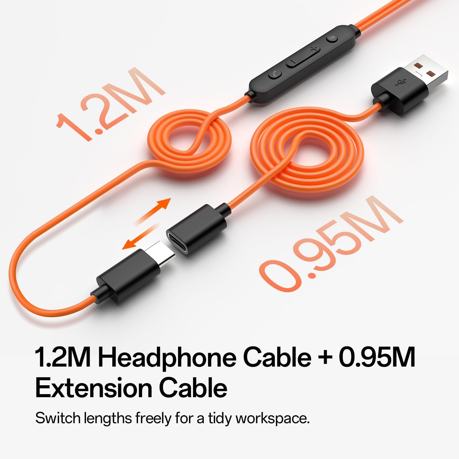 Link 10 - Open-Ear Wired Headphones, Dual-Mic AI Noise Cancellation Mic & 240° Rotatable Boom Mic, USB-C & USB-A Interfaces for Work Calls and Meetings