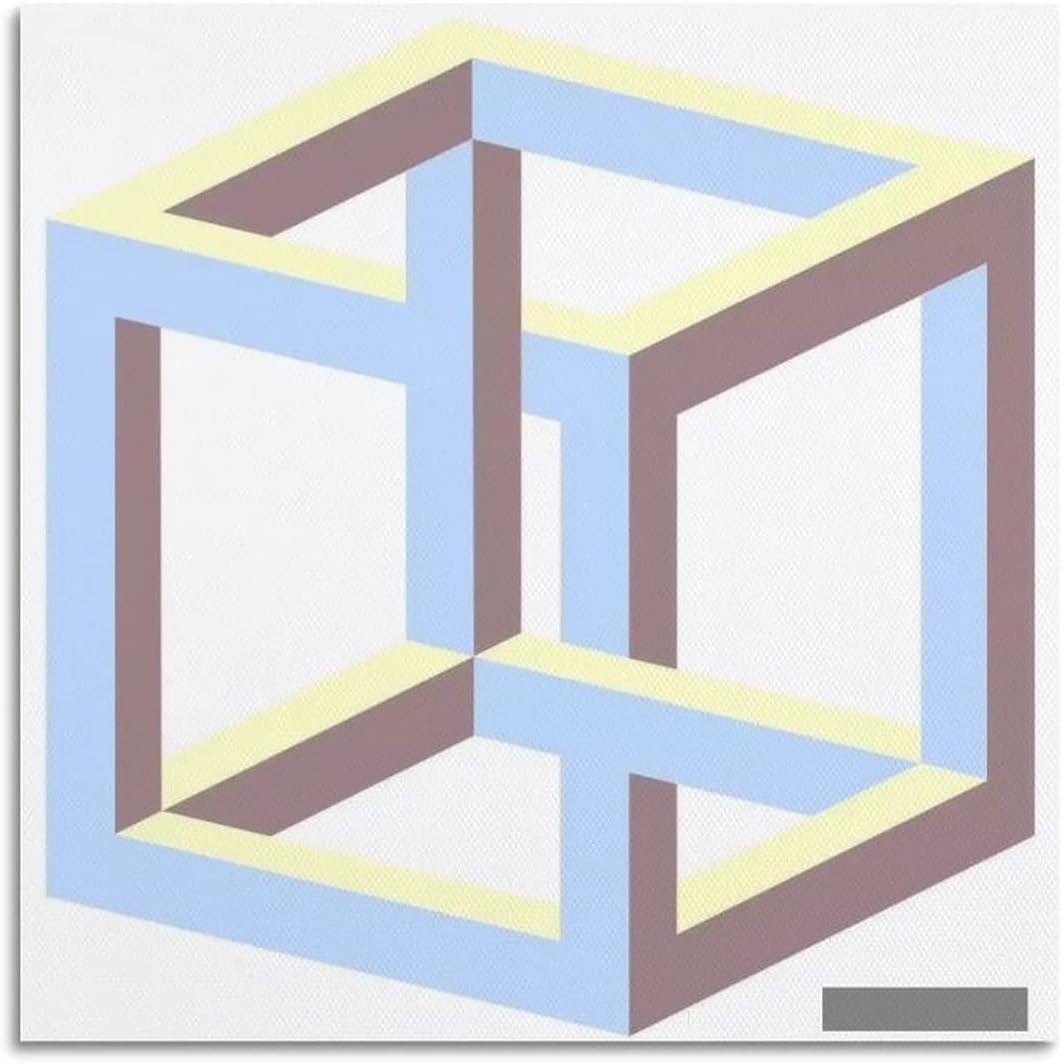 Impossible Cube by M.C Escher Posters and Prints M.C Escher Wall Art Aesthetic Canvas Painting Abstract Picture for Home Decor 50x50cmx1 Unframed