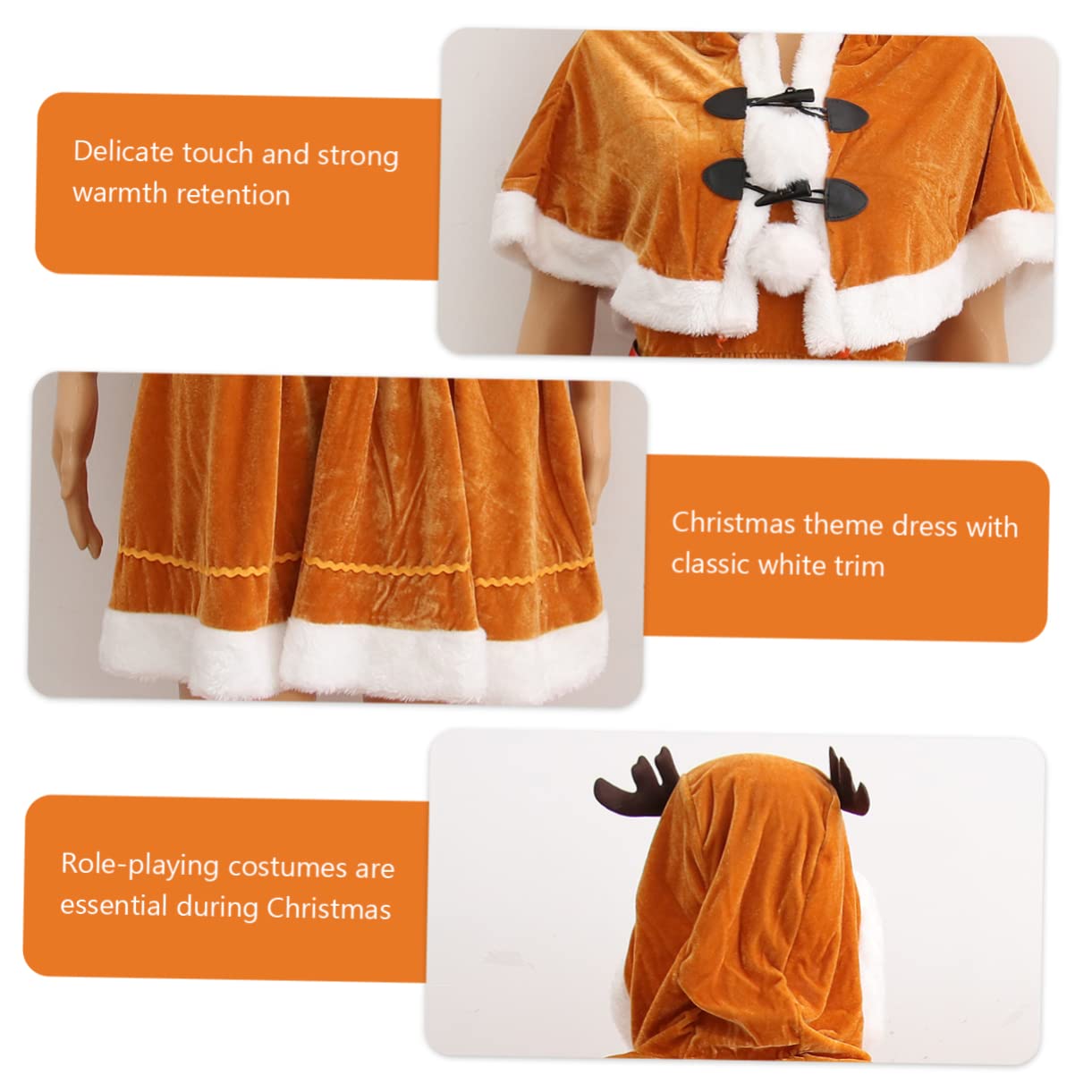 LIFKOME disfraz de navidad disfraces navideños christmas dress santa claus costume vestido de dama de alce ropa de espectáculo de navidad traje de cosplay de Poliéster rojo